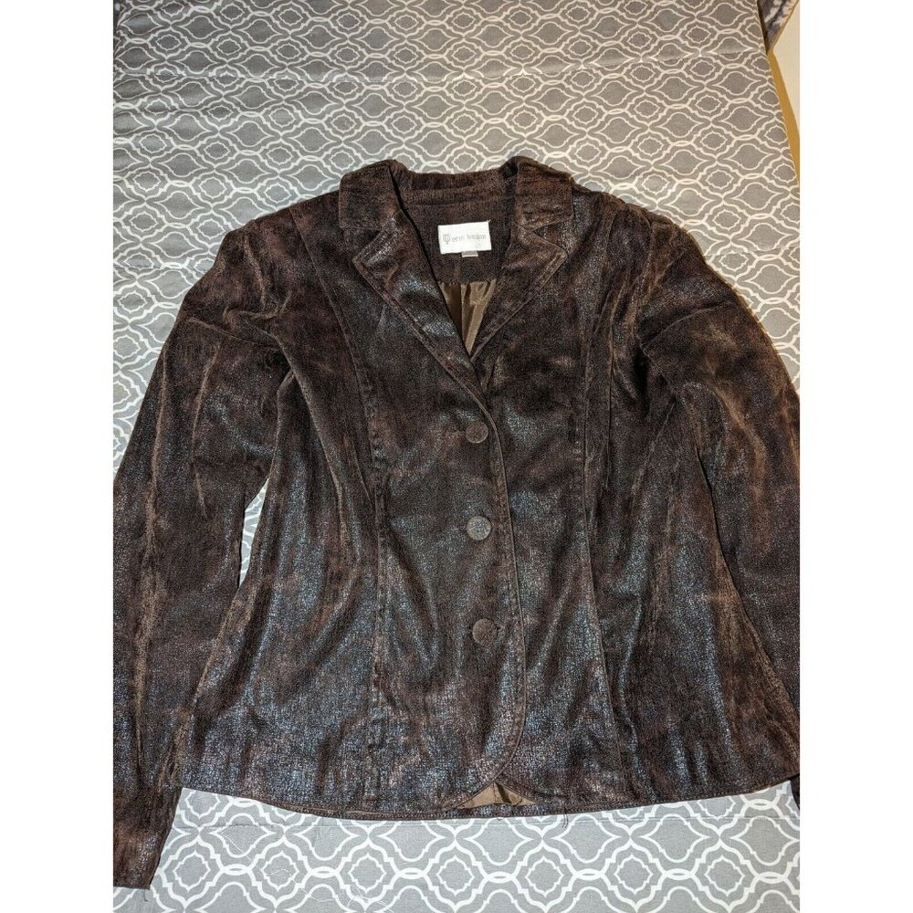 Erin London Brown Jacket Women Size M Sleek Design